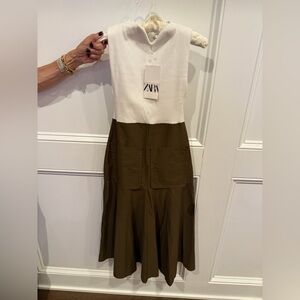 NWT ZARA Two-Tone Midi Dress